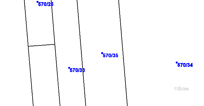Parcela st. 570/35 v KÚ Divišovice, Katastrální mapa