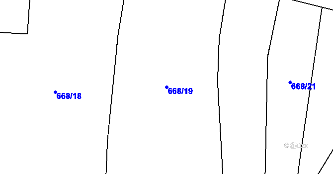 Parcela st. 668/19 v KÚ Divišovice, Katastrální mapa
