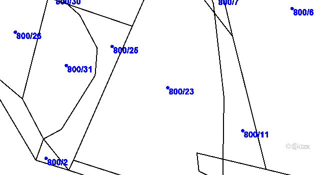Parcela st. 800/23 v KÚ Divišovice, Katastrální mapa