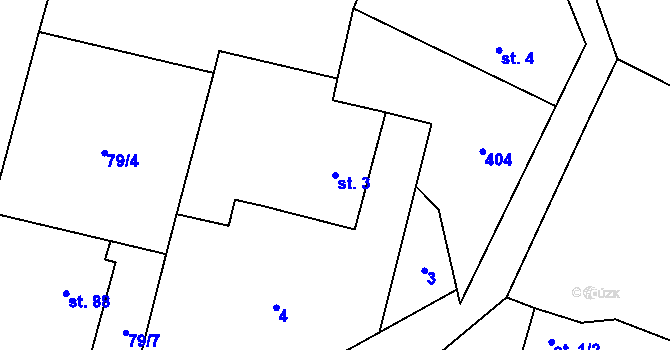 Parcela st. 3 v KÚ Dlažkovice, Katastrální mapa