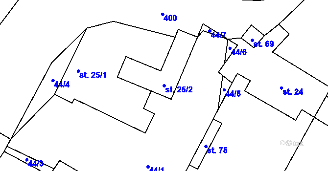 Parcela st. 25/2 v KÚ Dlažkovice, Katastrální mapa