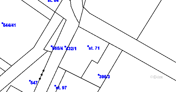 Parcela st. 71 v KÚ Dlažkovice, Katastrální mapa