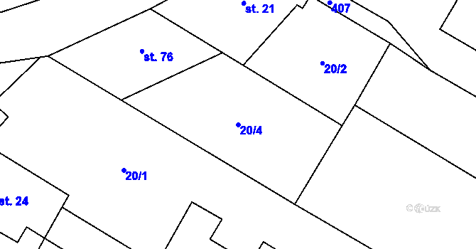 Parcela st. 20/4 v KÚ Dlažkovice, Katastrální mapa