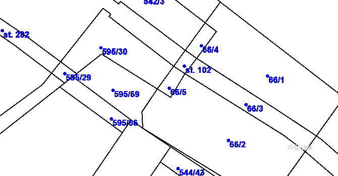 Parcela st. 66/5 v KÚ Dlažkovice, Katastrální mapa