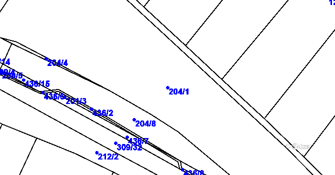 Parcela st. 204/1 v KÚ Dlažkovice, Katastrální mapa