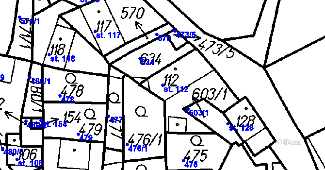 Parcela st. 112 v KÚ Dlažov, Katastrální mapa
