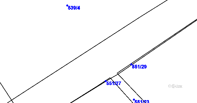 Parcela st. 539/15 v KÚ Dlažov, Katastrální mapa