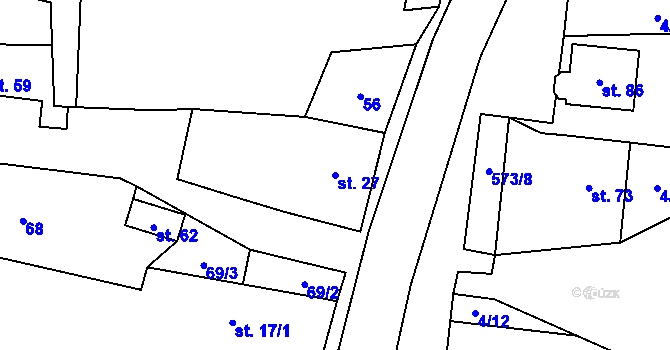 Parcela st. 27 v KÚ Miletice u Dlažova, Katastrální mapa