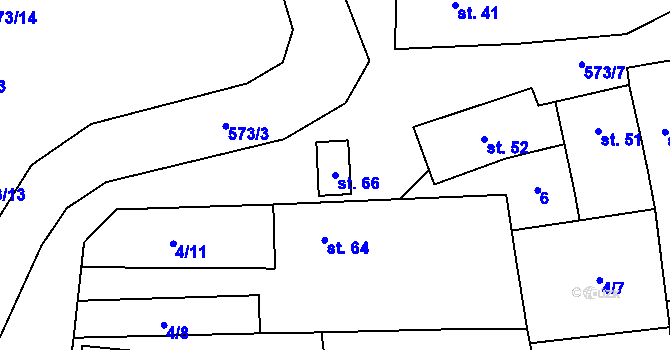 Parcela st. 66 v KÚ Miletice u Dlažova, Katastrální mapa