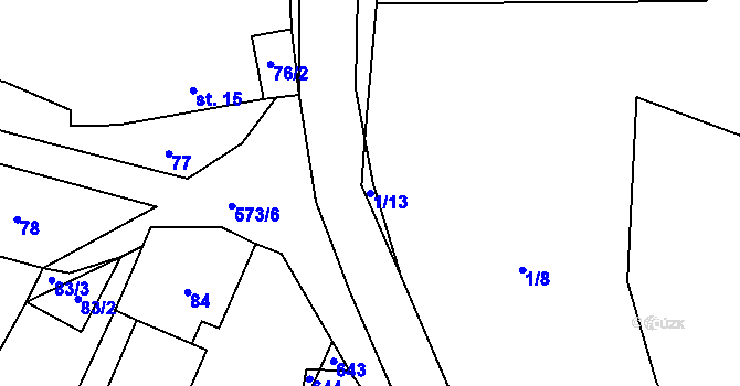 Parcela st. 1/13 v KÚ Miletice u Dlažova, Katastrální mapa