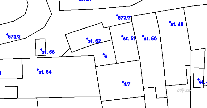 Parcela st. 6 v KÚ Miletice u Dlažova, Katastrální mapa
