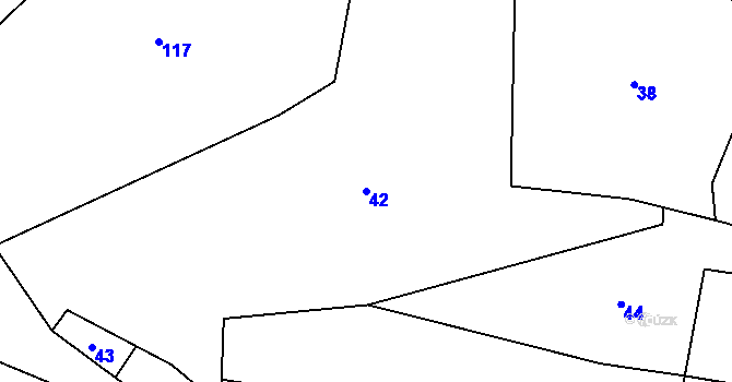 Parcela st. 42 v KÚ Miletice u Dlažova, Katastrální mapa
