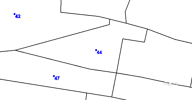 Parcela st. 44 v KÚ Miletice u Dlažova, Katastrální mapa