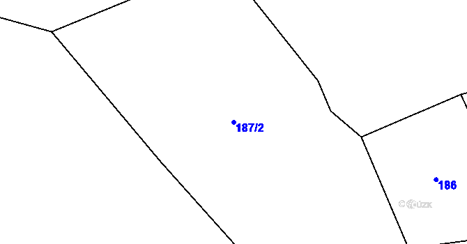 Parcela st. 187/2 v KÚ Miletice u Dlažova, Katastrální mapa