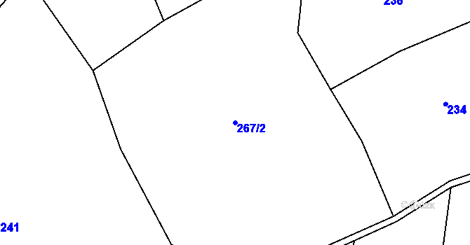 Parcela st. 267/2 v KÚ Miletice u Dlažova, Katastrální mapa