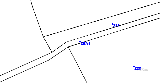Parcela st. 267/4 v KÚ Miletice u Dlažova, Katastrální mapa