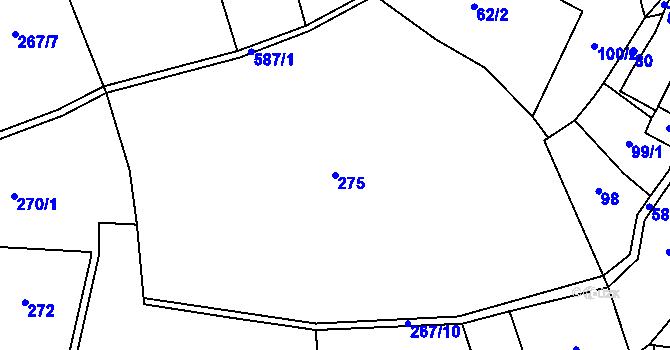 Parcela st. 275 v KÚ Miletice u Dlažova, Katastrální mapa