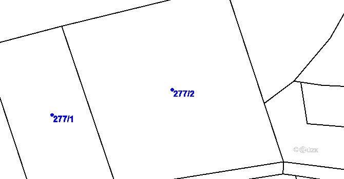 Parcela st. 277/2 v KÚ Miletice u Dlažova, Katastrální mapa