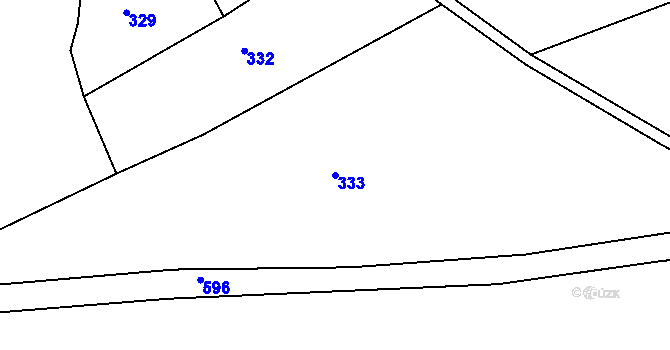 Parcela st. 333 v KÚ Miletice u Dlažova, Katastrální mapa