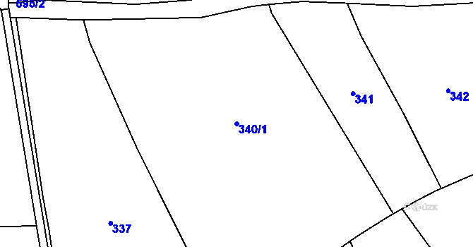 Parcela st. 340/1 v KÚ Miletice u Dlažova, Katastrální mapa
