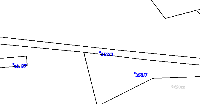 Parcela st. 352/3 v KÚ Miletice u Dlažova, Katastrální mapa