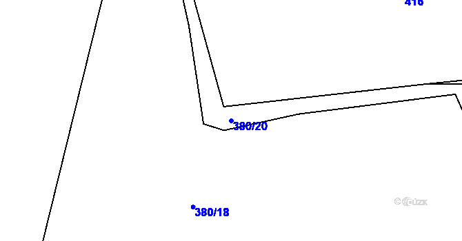 Parcela st. 380/20 v KÚ Miletice u Dlažova, Katastrální mapa