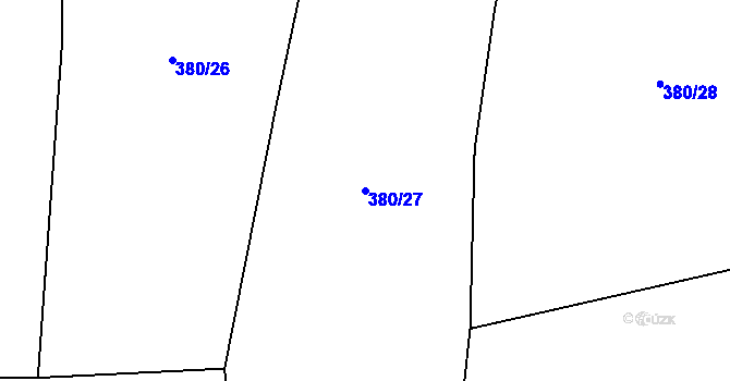 Parcela st. 380/27 v KÚ Miletice u Dlažova, Katastrální mapa