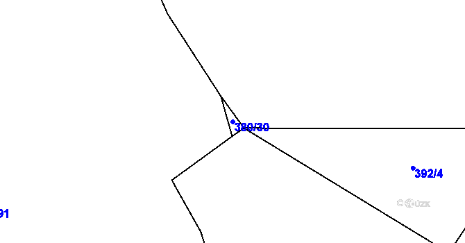 Parcela st. 380/30 v KÚ Miletice u Dlažova, Katastrální mapa