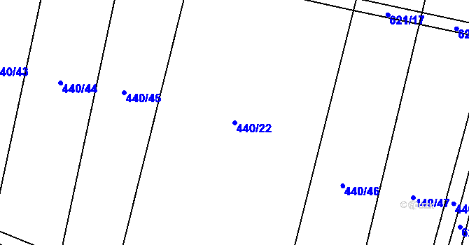 Parcela st. 440/22 v KÚ Miletice u Dlažova, Katastrální mapa
