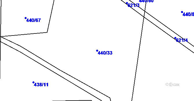 Parcela st. 440/33 v KÚ Miletice u Dlažova, Katastrální mapa