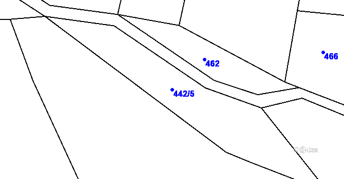 Parcela st. 442/5 v KÚ Miletice u Dlažova, Katastrální mapa