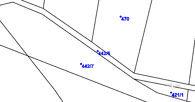 Parcela st. 442/6 v KÚ Miletice u Dlažova, Katastrální mapa