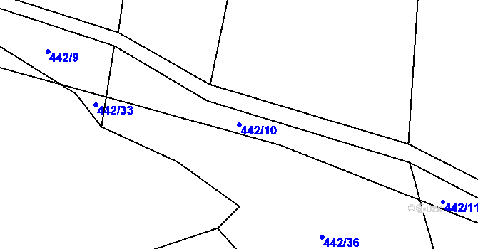 Parcela st. 442/10 v KÚ Miletice u Dlažova, Katastrální mapa