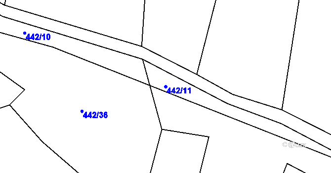 Parcela st. 442/11 v KÚ Miletice u Dlažova, Katastrální mapa