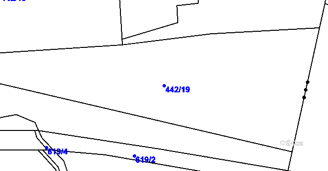 Parcela st. 442/19 v KÚ Miletice u Dlažova, Katastrální mapa