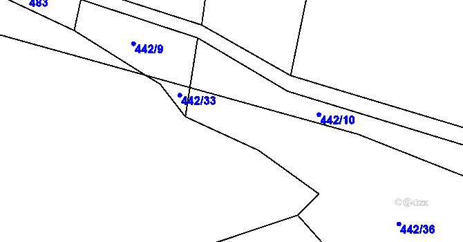 Parcela st. 442/34 v KÚ Miletice u Dlažova, Katastrální mapa