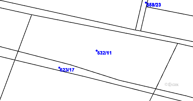 Parcela st. 532/11 v KÚ Miletice u Dlažova, Katastrální mapa
