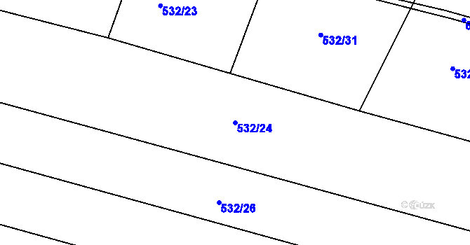 Parcela st. 532/24 v KÚ Miletice u Dlažova, Katastrální mapa