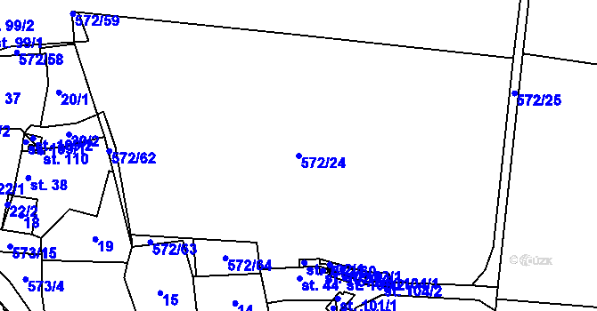 Parcela st. 572/24 v KÚ Miletice u Dlažova, Katastrální mapa