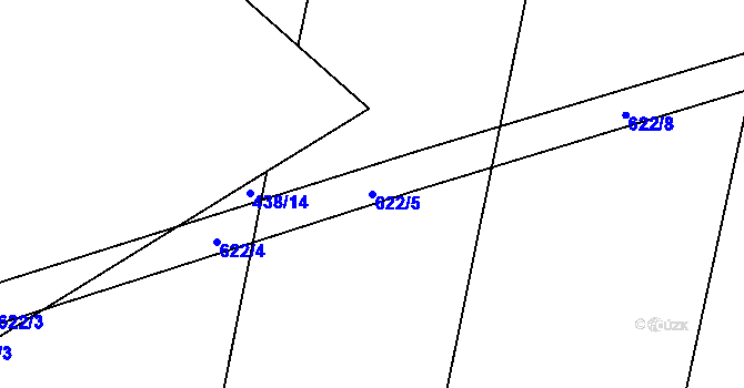 Parcela st. 622/5 v KÚ Miletice u Dlažova, Katastrální mapa