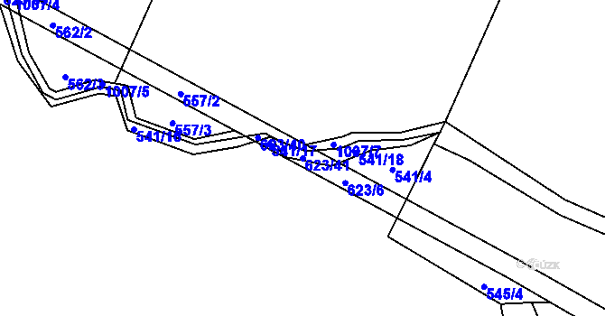 Parcela st. 623/41 v KÚ Miletice u Dlažova, Katastrální mapa