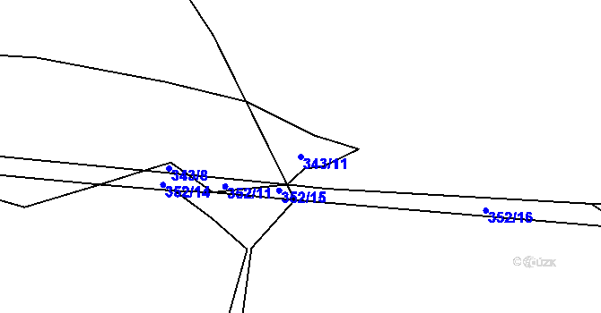 Parcela st. 343/11 v KÚ Miletice u Dlažova, Katastrální mapa