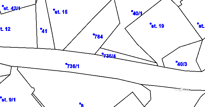 Parcela st. 736/4 v KÚ Soustov, Katastrální mapa