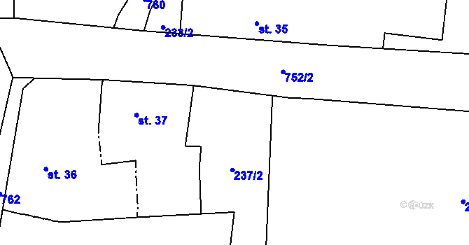 Parcela st. 230/4 v KÚ Soustov, Katastrální mapa