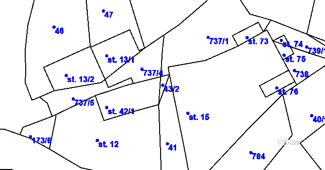 Parcela st. 43/2 v KÚ Soustov, Katastrální mapa
