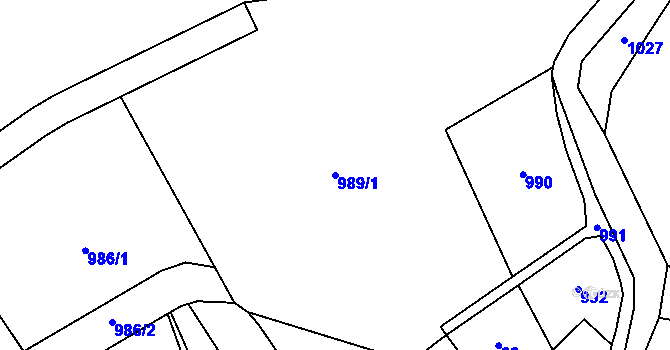 Parcela st. 989/1 v KÚ Soustov, Katastrální mapa