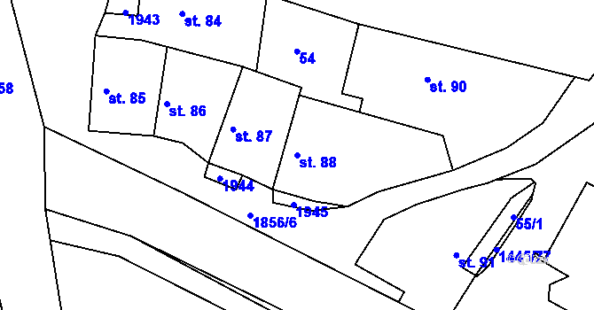 Parcela st. 88 v KÚ Dlouhá Brtnice, Katastrální mapa