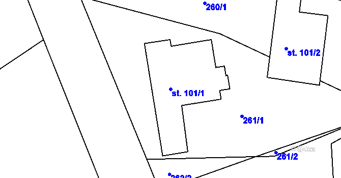 Parcela st. 101/1 v KÚ Dlouhá Brtnice, Katastrální mapa