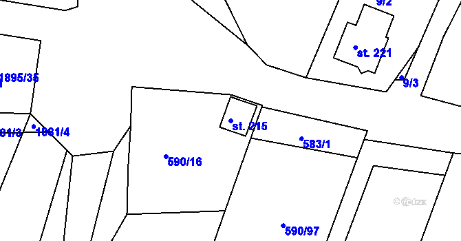 Parcela st. 215 v KÚ Dlouhá Brtnice, Katastrální mapa