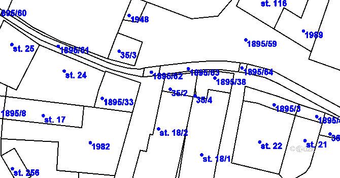 Parcela st. 35/2 v KÚ Dlouhá Brtnice, Katastrální mapa